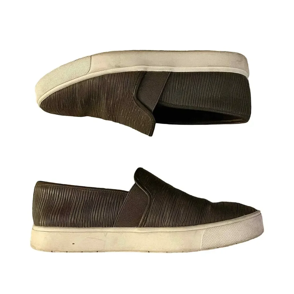 Vince Dark Gray Blair Textured Leather Slip On Sneakers - W7 - Y2K Skater Shoes